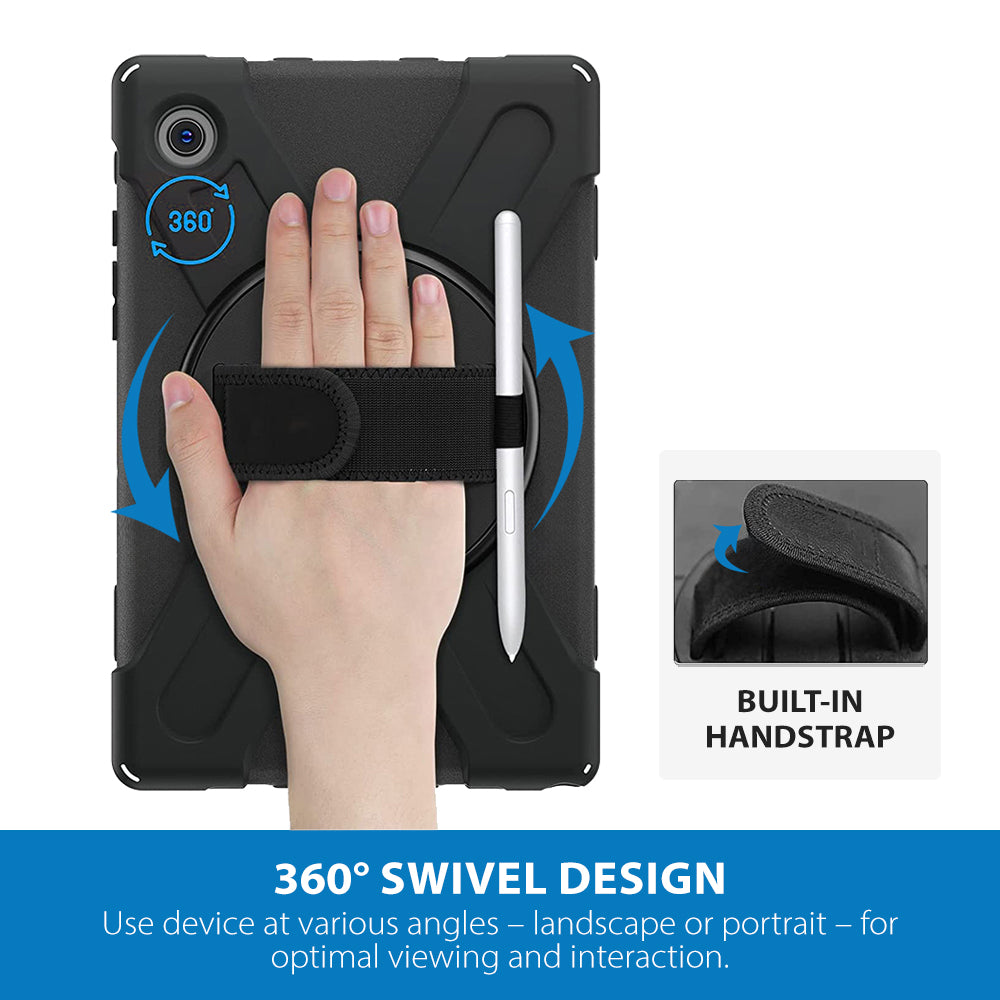 Strike Rugged Case with Hand Strap and Lanyard for Samsung Galaxy Tab A8 (10.5")