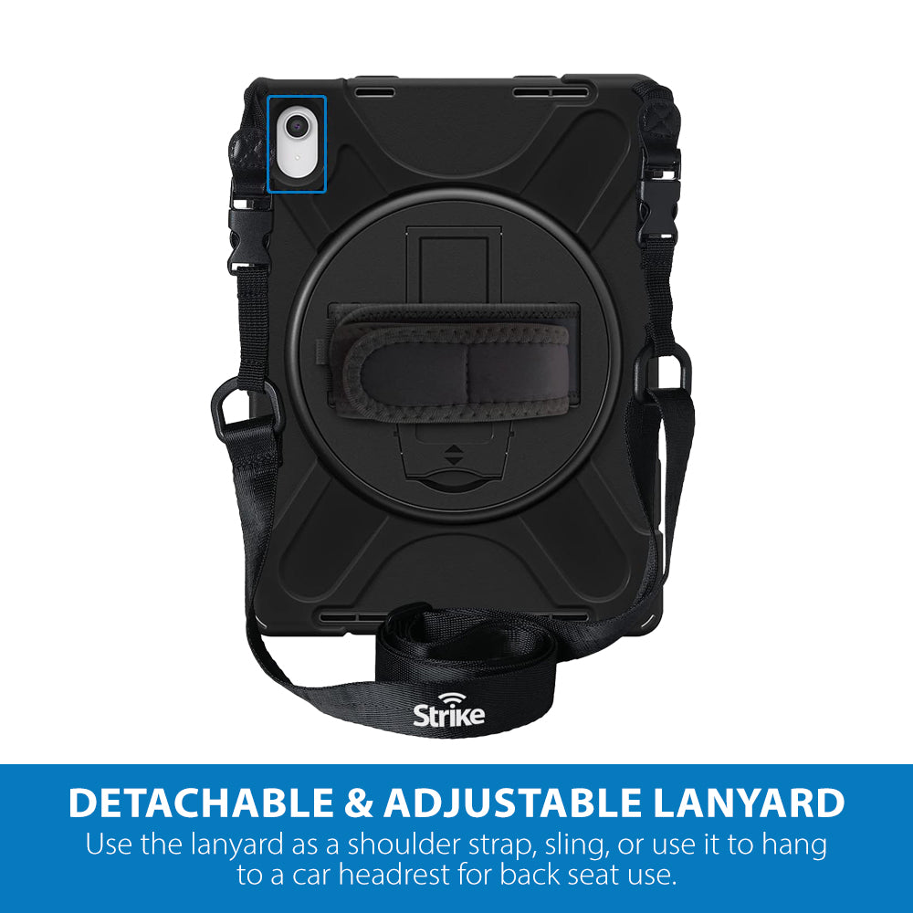 Strike Rugged Case with Hand Strap and Lanyard for Apple iPad (11th/10th Gen)