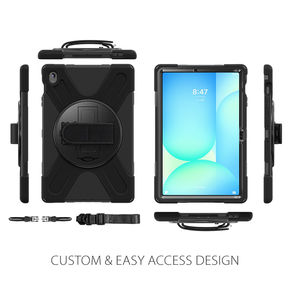 Strike Rugged Case with Hand Strap and Lanyard for Samsung Galaxy Tab S10 FE+