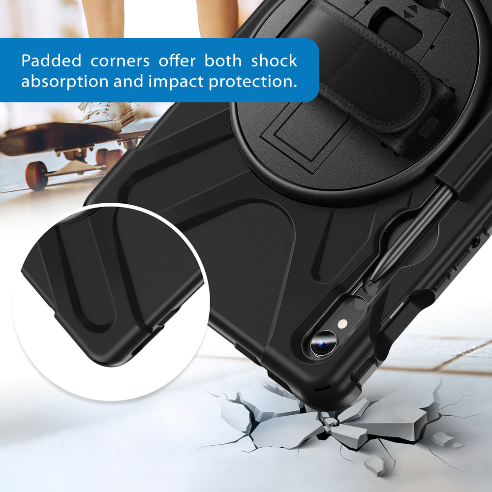 Strike Rugged Case with Hand Strap and Lanyard for Samsung Galaxy Tab S10 Lite/S10 FE/S9 FE/S9/S8/S7