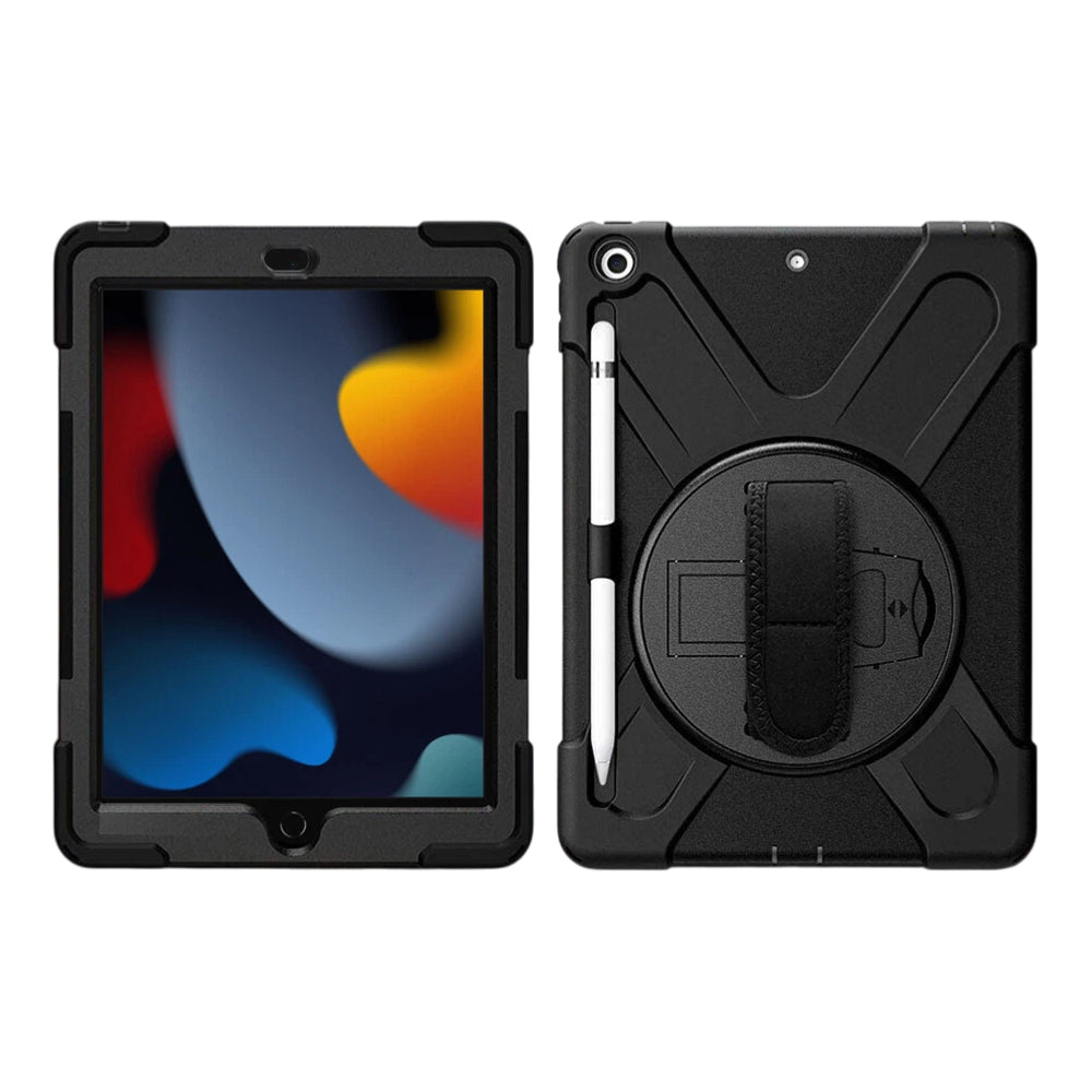 Strike Rugged Case with Hand Strap and Lanyard for Apple iPad 10.2" (7th Gen, 8th Gen, 9th Gen)