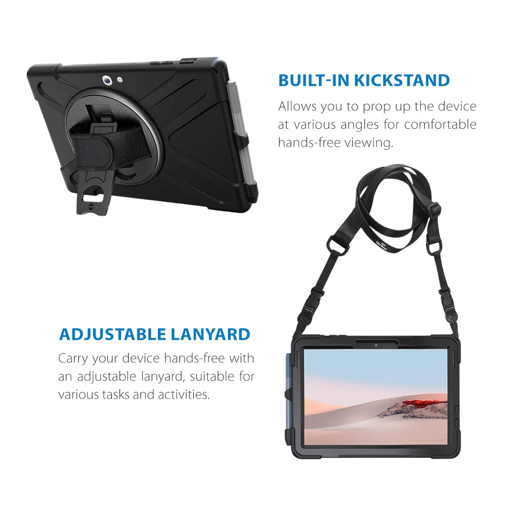 Strike Rugged Case with Hand Strap and Lanyard for Microsoft Surface Go 1/2/3/4