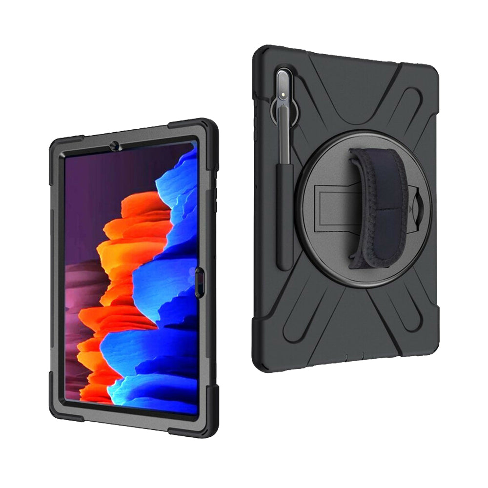 Strike Rugged Tablet Case with Hand Strap and Lanyard for Samsung Galaxy Tab S7+/S7 FE/S8+