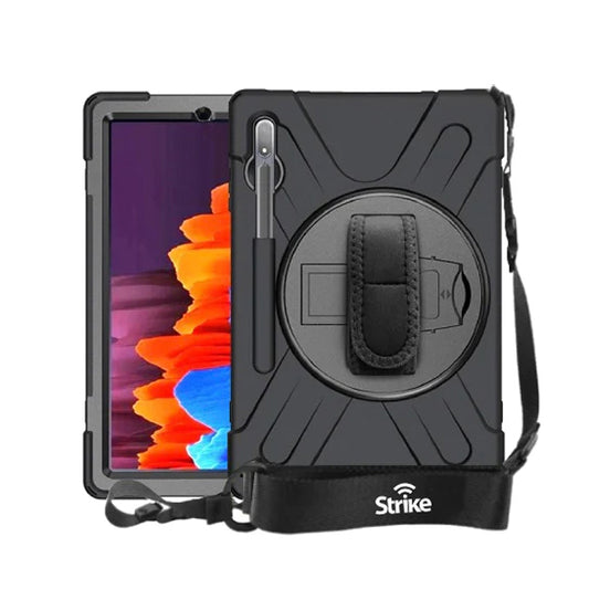 Strike Rugged Tablet Case with Hand Strap and Lanyard for Samsung Galaxy Tab S7+/S8+