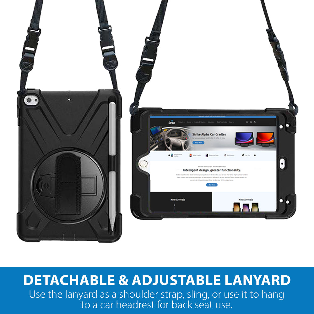 Strike Rugged Tablet Case with Hand Strap and Lanyard for Apple iPad Mini 4 & 5