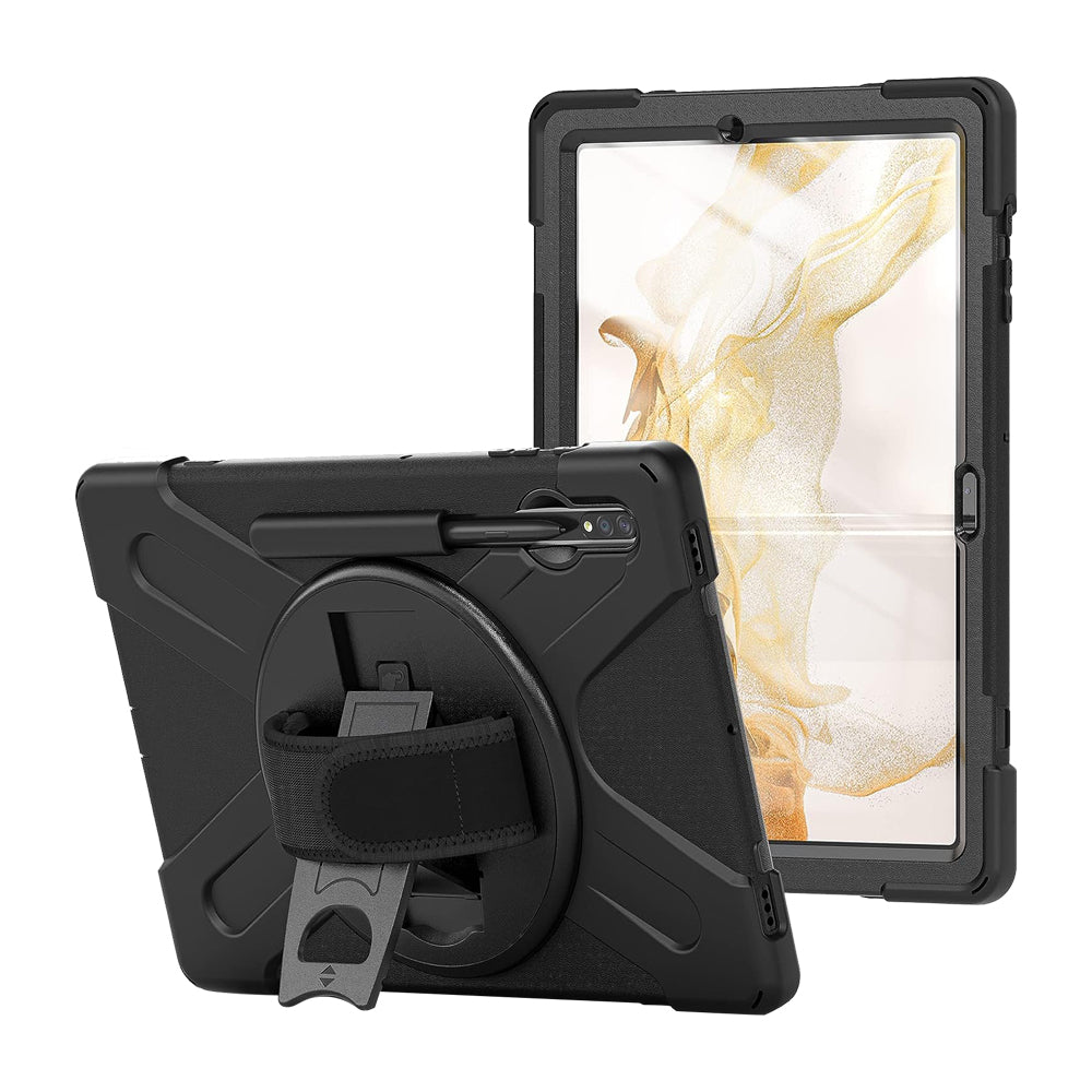 Strike Rugged Tablet Case with Hand Strap and Lanyard for Samsung Galaxy Tab S7+/S7 FE/S8+