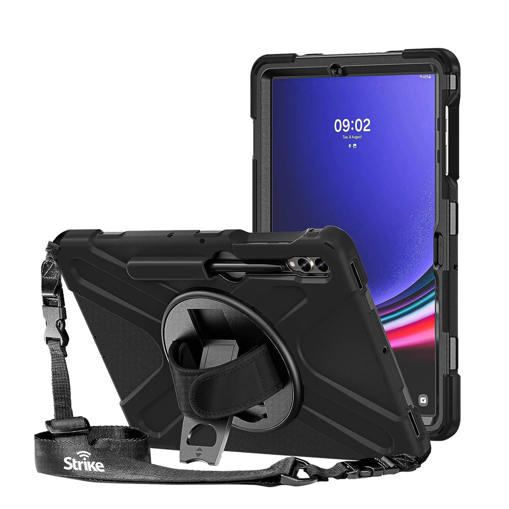 Strike Rugged Case with Hand Strap and Lanyard for Samsung Galaxy Tab S9 FE+/S9+/S8+/S7FE/S7+