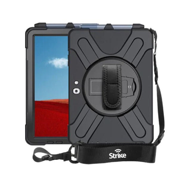 Strike Rugged Tablet Case with Hand Strap and Lanyard for Microsoft Surface X