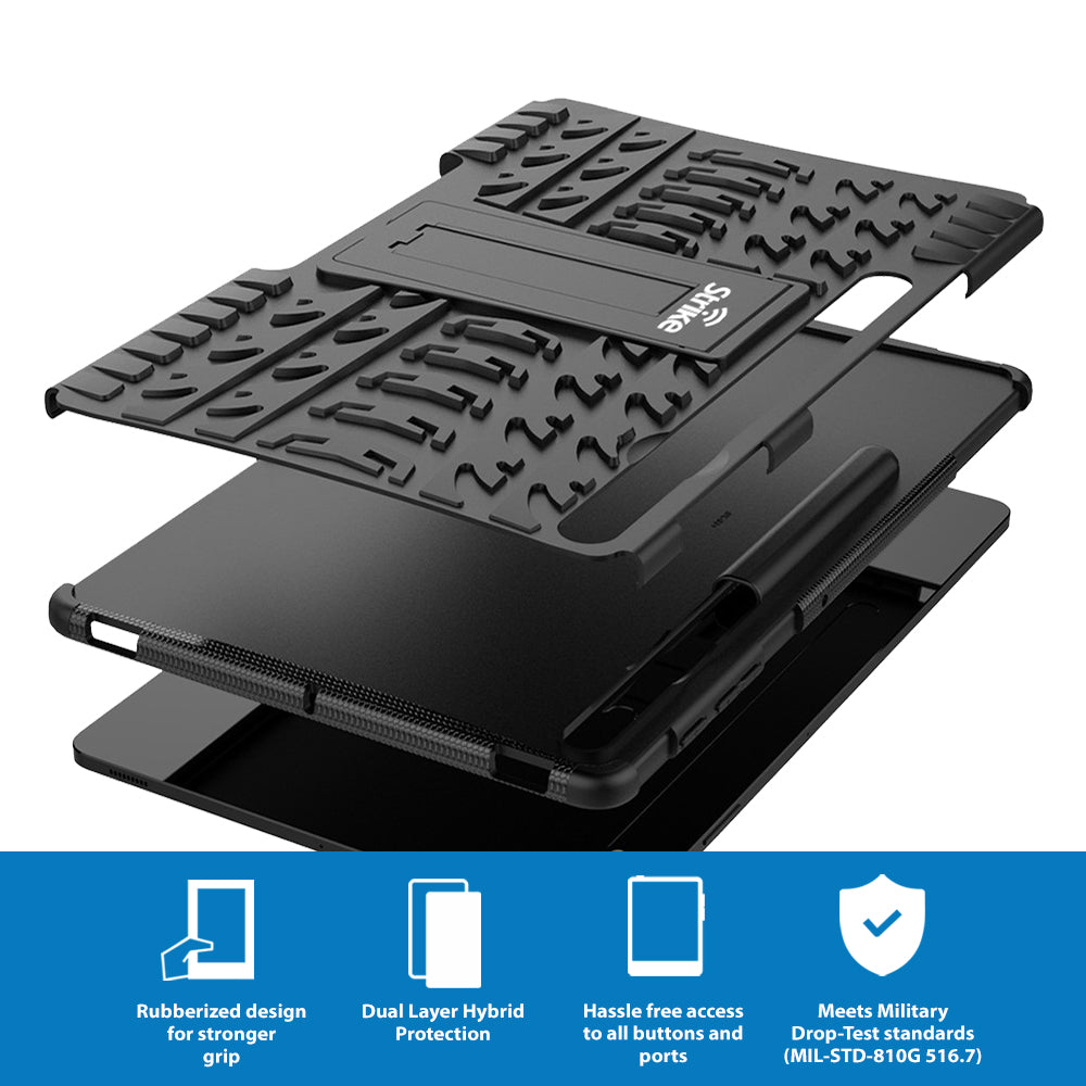Strike Rugged Case for Samsung Galaxy Tab S7+/S7 FE/S8+ (Black)