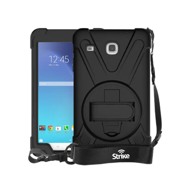 Strike Rugged Tablet Case with Hand Strap and Lanyard for Samsung Galaxy Tab E 8"