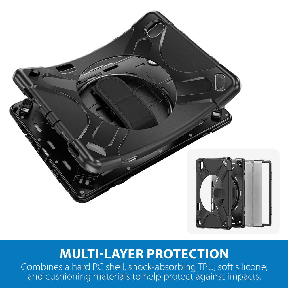 Strike Rugged Case with Hand Strap and Lanyard for Samsung Galaxy Tab S12+