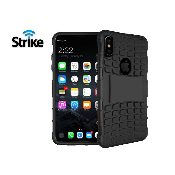 Strike Rugged Case with Tempered Glass Screen Protector for Apple iPhone X