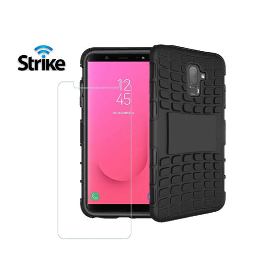 Strike Rugged Case with Tempered Glass Screen Protector for Samsung Galaxy J8-image-1